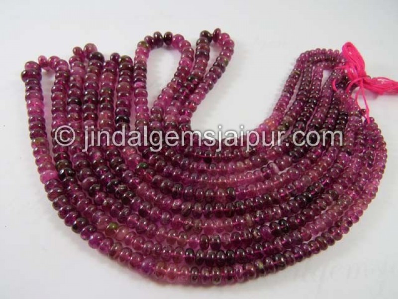 Multi Rubellite Smooth Roundelle Shape Beads